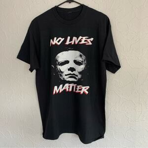 MENS HALLOWEEN NO LIVES MATTER MYERS QUALITY HORROR SHIRT SIZE LARGE NWOT